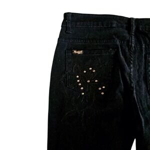 REVOLT Juniors Size 11 Black Denim Mid-Rise Jeans Pants Embellished‎ NWT